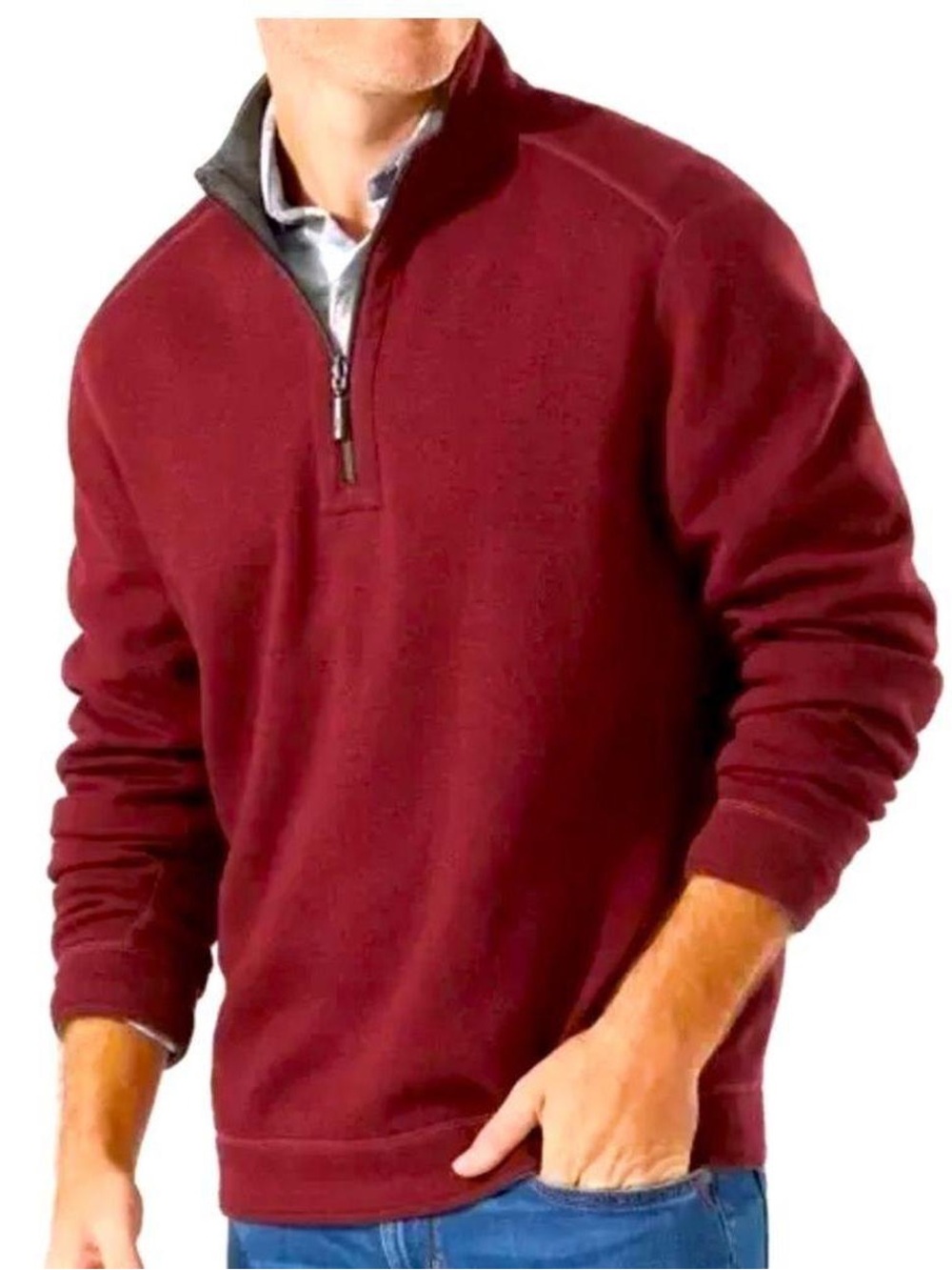 Tommy Bahama Reversible Quarter Zip Red and Grey Size XXL